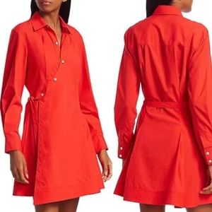 derek lam 10 crosby petra button up dress wrap red size 0